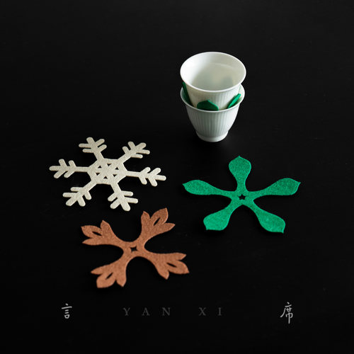 言席毛毡杯垫雪花造型防滑隔热