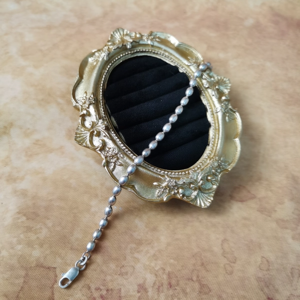 Vintage中古欧洲回流925银珠珠手链豆豆手链18.5cm