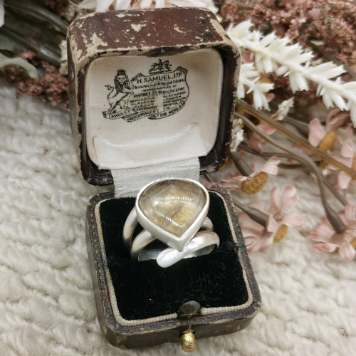 Vintage中古欧洲回流925银发晶戒指14号
