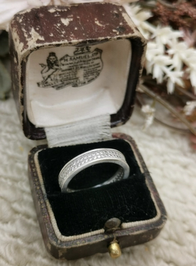 Vintage中古欧洲回流925银锆石排戒戒指16号