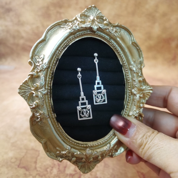 Vintage中古欧洲回流925银镂空玫瑰耳钉大全标