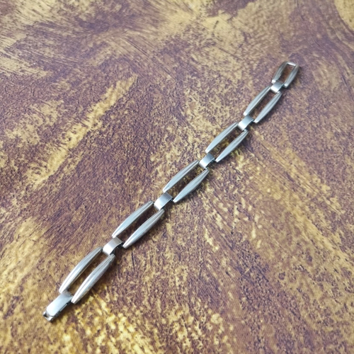 Vintage中古欧洲回流835老银素银方块手链18cm