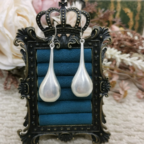 Vintage中古欧洲回流925银素银水瓶耳环
