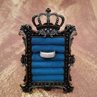 Vintage中古欧洲回流925银捶打纹戒指12号