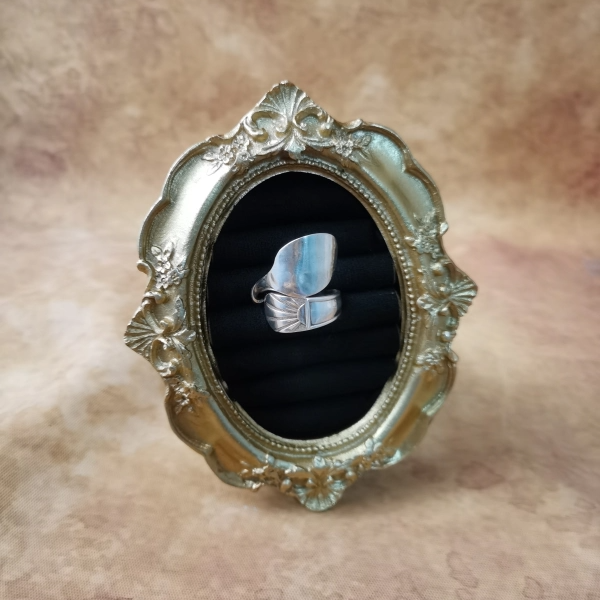 Vintage中古欧洲回流925银素银勺子戒指17号