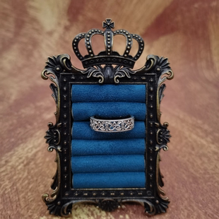 Vintage中古欧洲回流925银素银镂空戒指22号