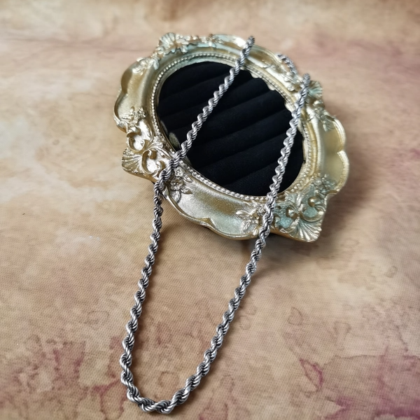 Vintage中古欧洲回流925银麻花链项链45cm