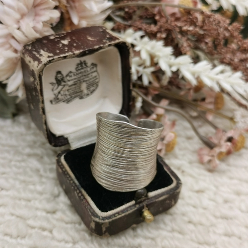 Vintage中古欧洲回流925银宽版开口戒指