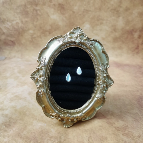 Vintage中古欧洲回流925银素银镜面水滴耳钉