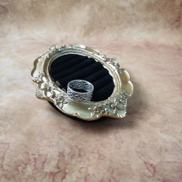 Vintage中古回流925银镂空编织戒指20号