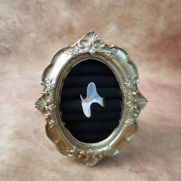 Vintage中古欧洲回流925银素银镜面戒指17号