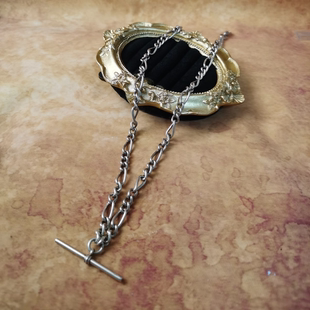 Vintage中古欧洲回流sterling老银怀表链53cm