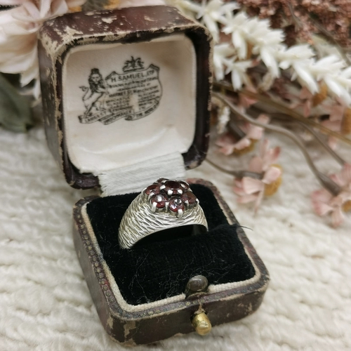 Vintage中古欧洲回流925银石榴石戒指16号