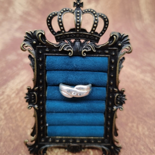 Vintage中古欧洲回流925银锆石戒指16号