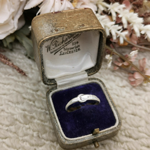 Vintage中古欧洲回流sterling老银皮带扣戒指17号