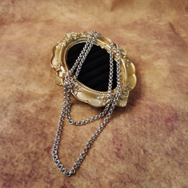 Vintage中古835老银素银一体链项链套头链78cm