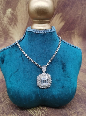 Vintage中古欧洲回流925银锆石吊坠女王款