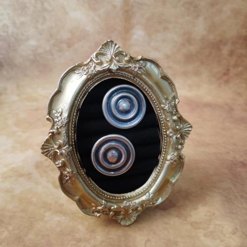 Vintage中古欧洲回流925银素银圆盘耳钉