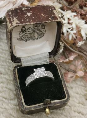 Vintage中古欧洲回流925银锆石满镶戒指18号