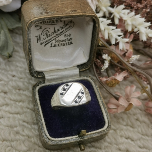 Vintage中古欧洲回流silver老银蓝宝印章戒指19号