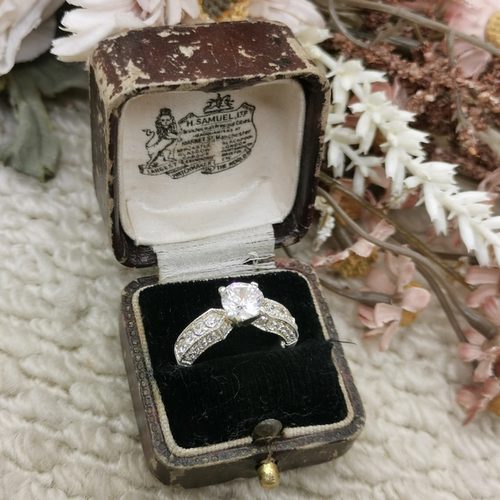 Vintage中古欧洲回流925银锆石戒指14号