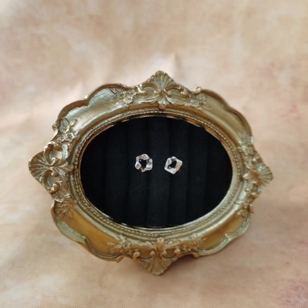 Vintage中古925银素银花朵耳钉