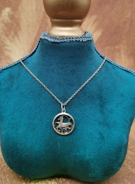 Vintage中古欧洲回流silver老银星座牌摩羯座吊坠