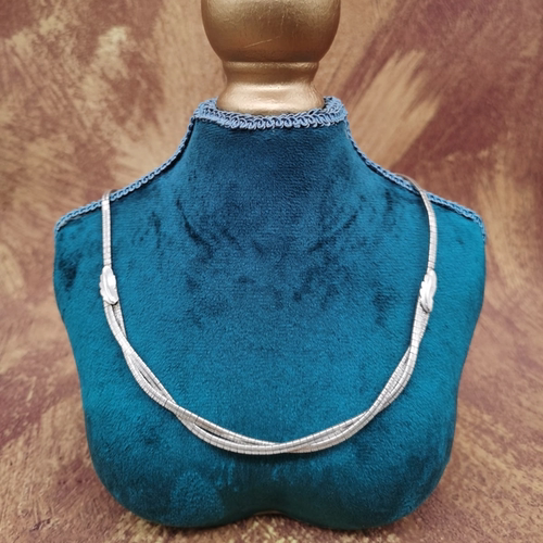 Vintage中古欧洲回流925银设编织款项链大全标43cm