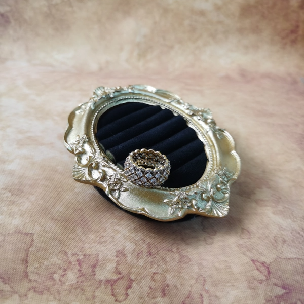 Vintage中古欧洲回流925银鎏金锆石戒指12号