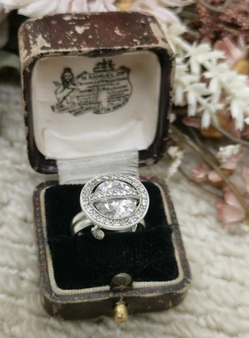 Vintage中古欧洲回流925银锆石戒指13号