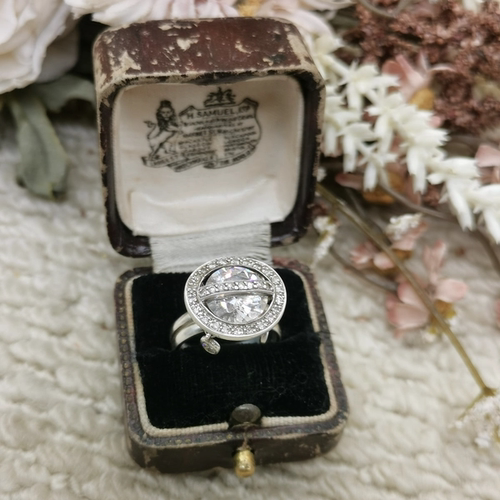 Vintage中古欧洲回流925银锆石戒指13号
