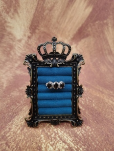 Vintage中古欧洲回流925银黑曜石戒指16号