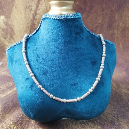 Vintage中古欧洲回流925银工业风素银项链40cm