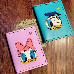 迪士尼唐老鸭黛西牛皮真皮护照夹护照包卡包护照收纳包机票夹定制