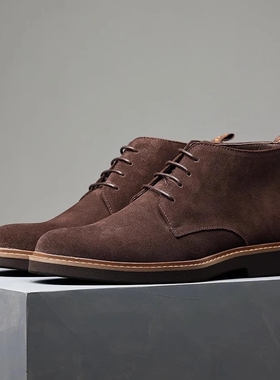 帕达索男鞋磨砂皮加绒保暖短靴英伦沙漠靴反绒皮高帮马丁靴241049