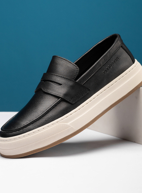 帕达索休闲皮鞋男2024夏季新款真皮软底一脚蹬懒人鞋板鞋潮240418