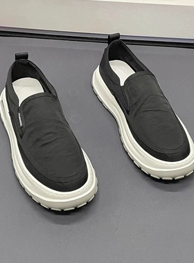 帕达索懒人一脚蹬布鞋男春夏款男士透气厚底百搭休闲乐福鞋250310