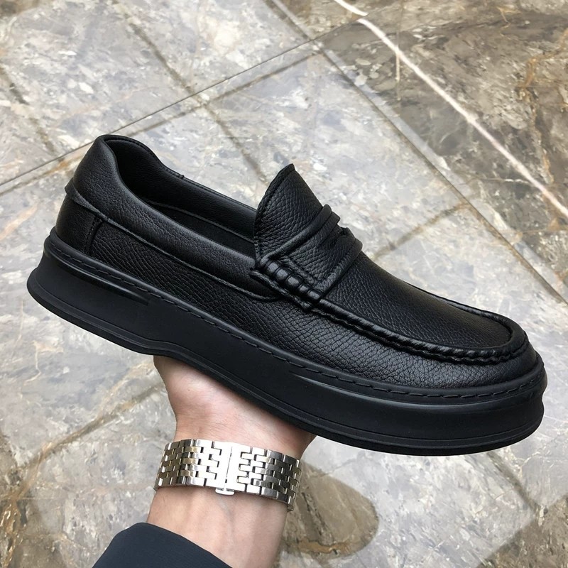 帕达索男鞋新款透气乐福鞋男士懒人豆豆鞋时尚百搭休闲皮鞋250322