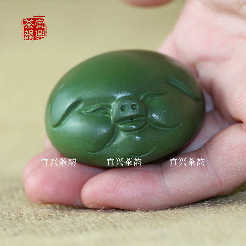 宜兴原矿民国紫砂绿泥猪头小猪福猪茶宠茶具茶盘摆件茶玩手把玩