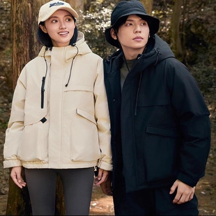 雪中飞羽绒服学生男女短款2024年冬新款加厚防风情侣款冲锋衣外套