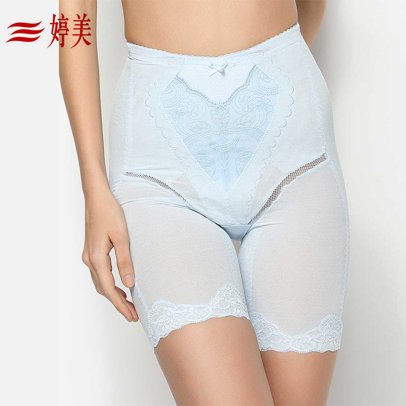 婷美冰爽无痕蕾丝边塑身束腰收腹