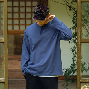 PrintsCrew重磅310克亨利领长袖基础大众T恤日系圆领春秋男士上衣