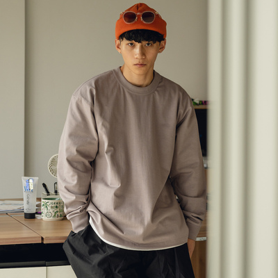 重磅长袖打底衫纯棉宽松