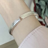 永记银铺999纯银手镯银河之光开口锤纹女款 足银手环手工定做礼物