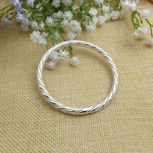 999纯银手镯实心闭口男女款足银情侣款礼物手工定制麻花青丝手镯
