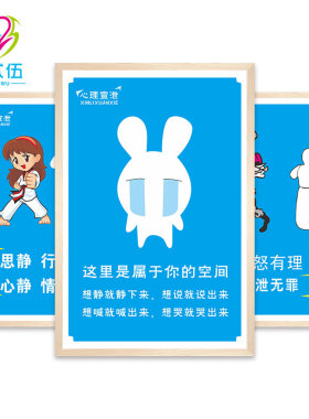 墙上海报心理咨询室卡通装饰画