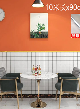 10米长铝箔款黑白格子墙纸自粘商用奶茶店专用店铺装修餐饮店壁纸