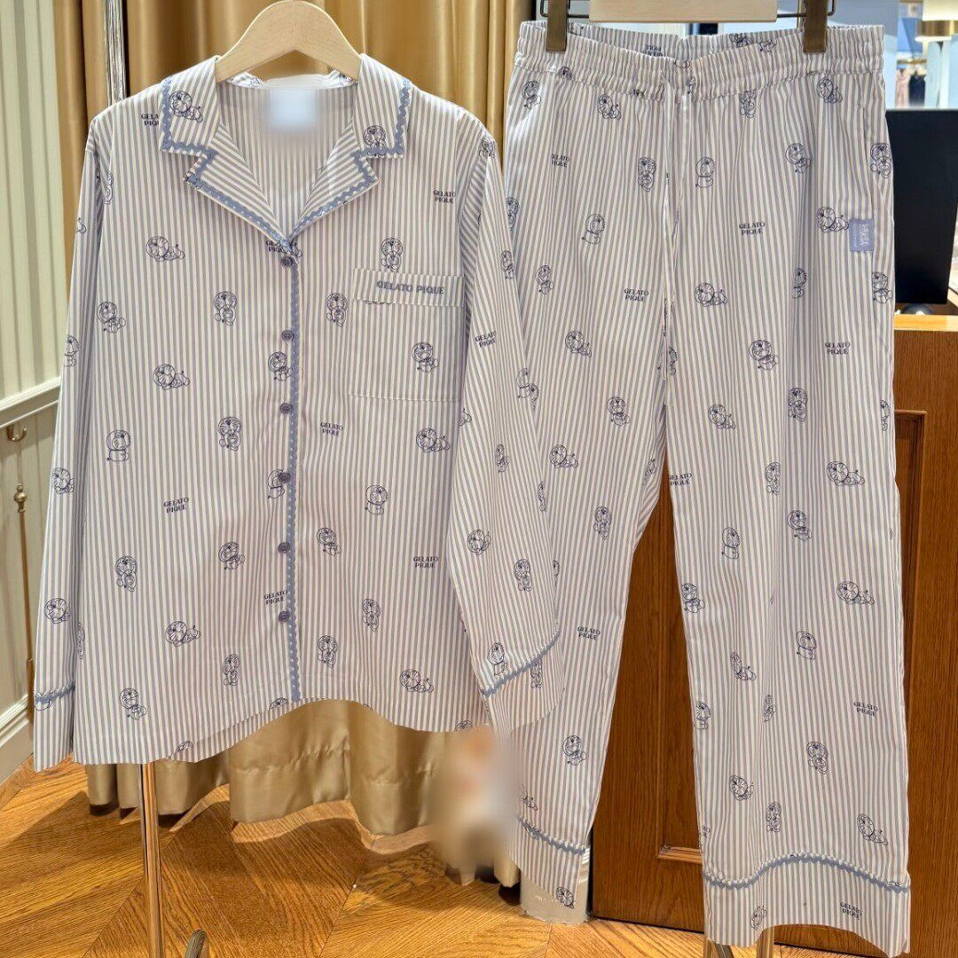 2026春季新款冰淇淋哆啦A梦翻领可爱长袖长裤男款家居服睡衣套装