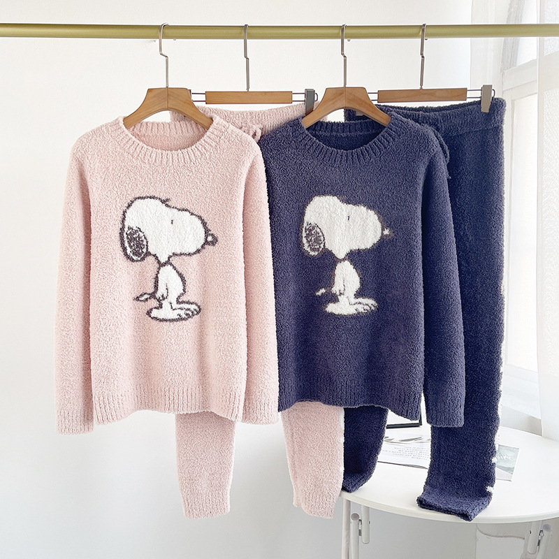 女款秋冬软绵绵字母情侣睡衣