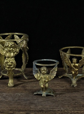 vintage古董欧式黄铜桌面花瓶架摆件样板间复古创意水晶架子拍摄